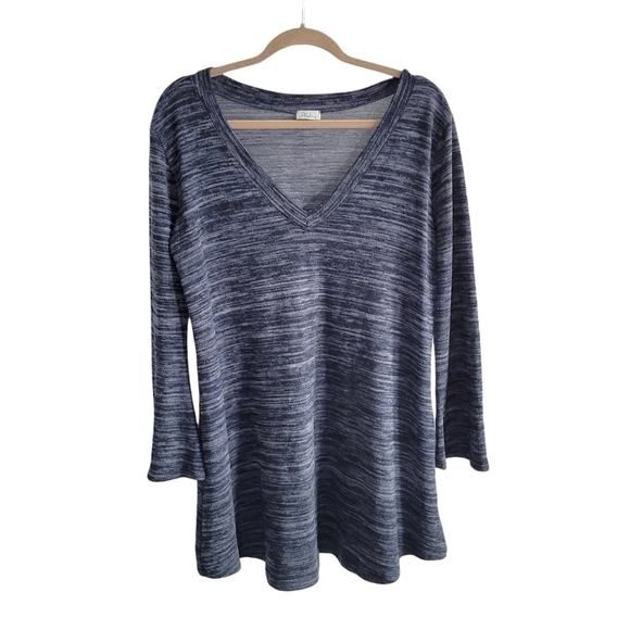 Abbeline blue spacedye v-neck long sleeve shift dress/tunic top- women's size S - Picture 3 of 8